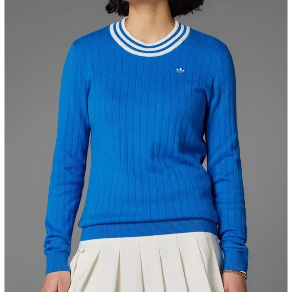$160 adidas Originals Women's Size M Cashmere Knit Golf Sweater Bluebird Color